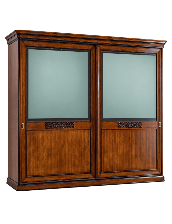 ARMADIO 2 PORTE VETRO SCORREVOLI ARTE POVERA IN LEGNO TINTA NOCE 290x67x247 vista frontale