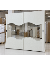 ARMADIO 2 PORTE SCORREVOLI SPECCHIO MODERNO IN LEGNO FRASSINO BIANC...