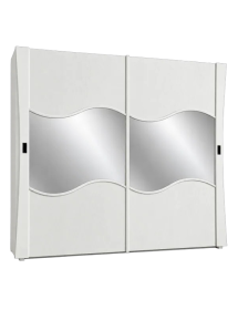 ARMADIO 2 PORTE SCORREVOLI SPECCHIO MODERNO IN LEGNO FRASSINO BIANCO 287x67x258