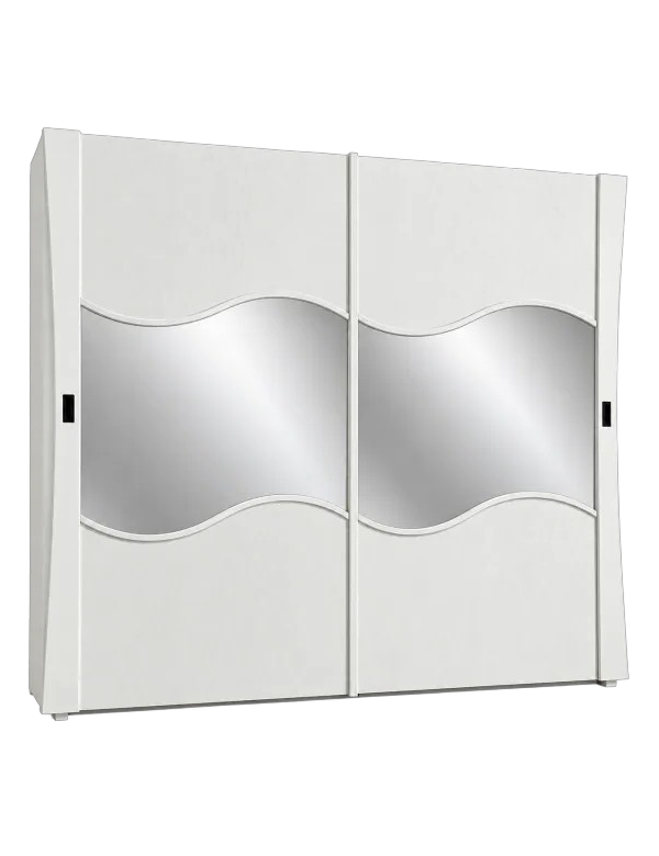 ARMADIO 2 PORTE SCORREVOLI SPECCHIO MODERNO IN LEGNO FRASSINO BIANCO 287x67x258