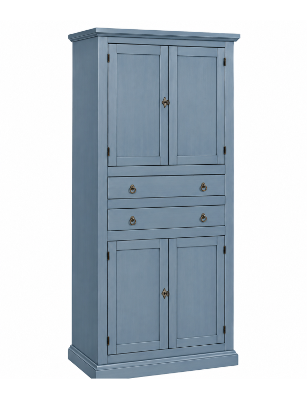 ARMADIO DISPENSA 4 PORTE ARTE POVERA IN LEGNO CARTA DA ZUCCHERO 80x40x170 (394)