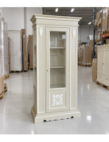 Vetrina 1 porta legno shabby tortora profilo bianco 95X47X210 (1235)