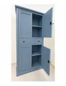 ARMADIO DISPENSA 4 PORTE ARTE POVERA IN LEGNO CARTA DA ZUCCHERO 80x40x150 vista frontale