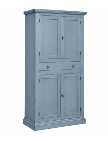 ARMADIO DISPENSA 4 PORTE ARTE POVERA IN LEGNO CARTA DA ZUCCHERO 80x40x150 vista frontale