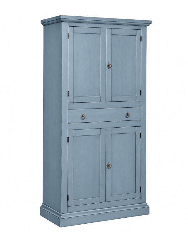 ARMADIO DISPENSA 4 PORTE ARTE POVERA IN LEGNO CARTA DA ZUCCHERO 80x40x150 vista frontale