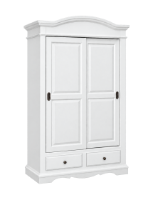 ARMADIO ARTE POVERA 2 ANTE SCORREVOLI SHABBY LEGNO BIANCO 122x60x200 vista frontale