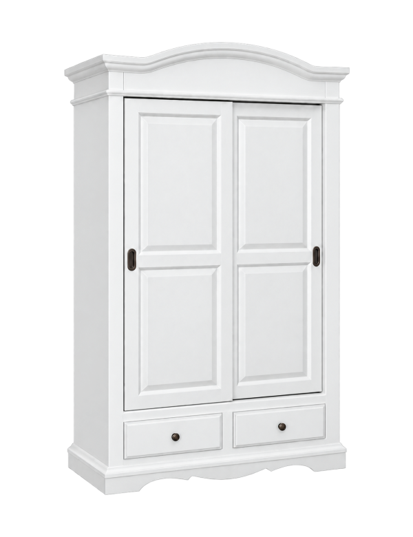 ARMADIO ARTE POVERA 2 ANTE SCORREVOLI SHABBY LEGNO BIANCO 122x60x200 vista frontale