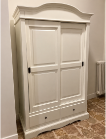 Armadio 2 ante scorrevoli legno shabby bianco anticato 122X59X200