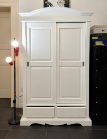 ARMADIO ARTE POVERA 2 ANTE SCORREVOLI SHABBY LEGNO BIANCO 122x60x200