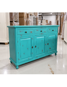 Madia credenza 3 porte legno shabby azzurro consumato 158X47X98