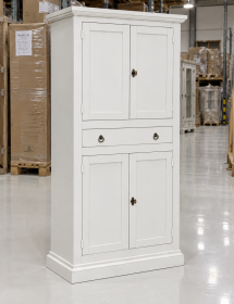 Armadio Dispensa Arte Povera Bianco Opaco 4 Porte in Legno - 80x40x150 cm