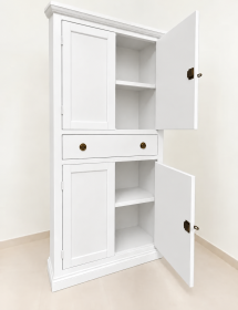 Armadio Dispensa Arte Povera Bianco Opaco 4 Porte in Legno - 80x40x150 cm