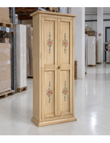ARMADIETTO SCARPIERA LEGNO AVORIO PENNELLATO E DECORI 77X45X193