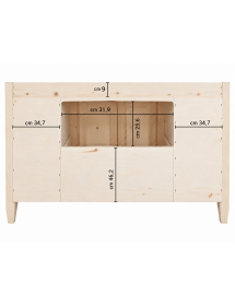 MOBILE BAGNO 129 CM IN LEGNO LAVABO 4 PORTE 2 CASSETTI E SPECCHIO