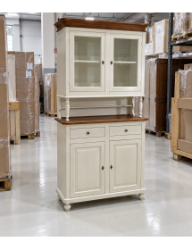 Cristalliera 2 ante legno shabby bianco anticato noce 104X43X205
