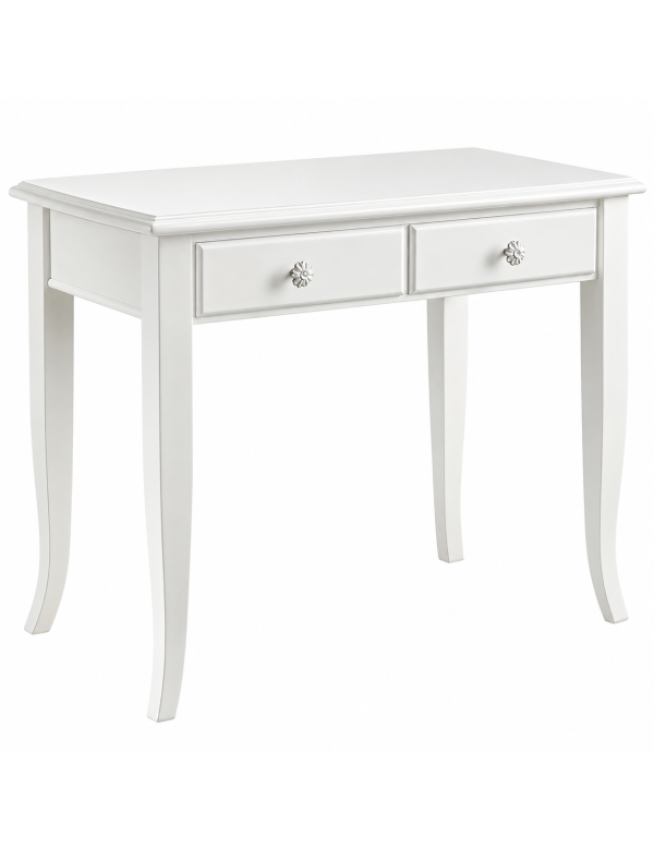 SCRIVANIA SHABBY LEGNO BIANCO 2 CASSETTI 90X57X80 vista frontale