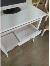 Scrivania Arte Povera Bianca in Legno con 1 Cassetto 85x49x79 cm