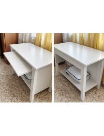 Scrivania Arte Povera Bianca in Legno con 1 Cassetto 85x49x79 cm