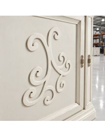 Credenza classica 3 porte 2 cassetti legno bianco anticato rilievo ...