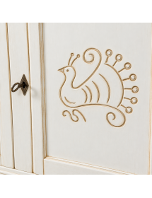 Cristalliera 2 porte legno shabby bianco invecchiato pavoncella 112x49x206