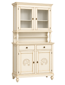 Cristalliera 2 porte legno shabby bianco invecchiato pavoncella 112x49x206 vista frontale