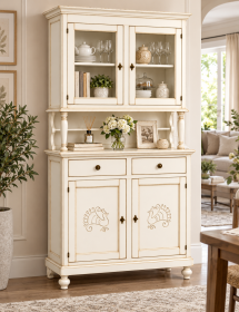 Cristalliera 2 porte legno shabby bianco invecchiato pavoncella 112x49x206