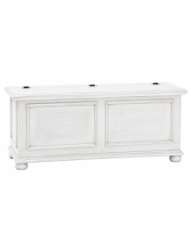 Cassapanca in legno bianco anticato shabby 116,5X40,5X46