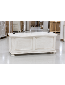 Cassapanca in legno bianco anticato shabby 116,5X40,5X46