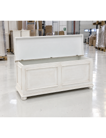 Cassapanca in legno bianco anticato shabby 116,5X40,5X46