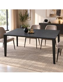 Tavolo da pranzo allungabile 160–260 × 90 cm con piano in nobilitato effetto marmo