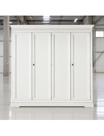 ARMADIO IN LEGNO CLASSICO 4 ANTE SHABBY BIANCO 300X68X255