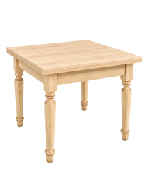 Tavolo Quadrato Allungabile in Legno Grezzo Grezzo 90x90 / 100x100 vista frontale