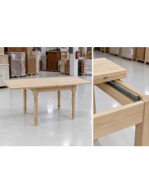 Tavolo Quadrato Allungabile in Legno Grezzo Grezzo 90x90 / 100x100