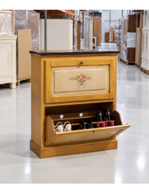 SCARPIERA 2 ANTE IN LEGNO MASSELLO GIALLO/BLU L.80 x P.30 H.93 (1217)