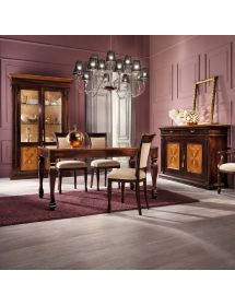 Soggiorno Classico Completo Legno intarsio bicolore shabby vista frontale