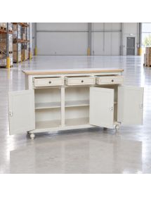 MADIA CREDENZA NAPOLETANA 3 PORTE BIANCO DECORI L.150 P.43 H.98