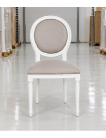 Sedia shabby legno imbottita ecopelle tortora 50x47x100