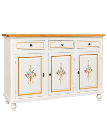 MADIA CREDENZA NAPOLETANA 3 PORTE BIANCO DECORI  L.150 P.43 H.98