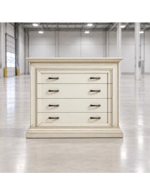 Cassettiera shabby 4 cassetti legno bianco anticato 127x57x111