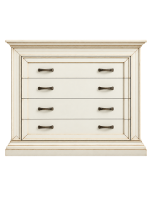 Cassettiera shabby 4 cassetti legno bianco anticato 127x57x111