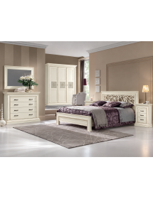 Cassettiera shabby 4 cassetti legno bianco anticato 127x57x111