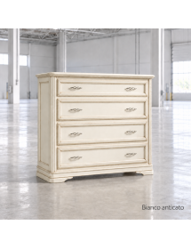 CASSETTIERA CLASSICA 4 CASSETTI IN LEGNO MASSELLO 130x51x105