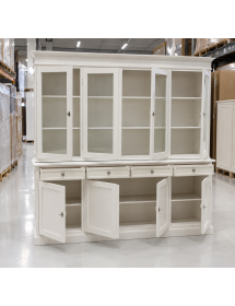 CRISTALLIERA CLASSICA 4 PORTE IN LEGNO SHABBY BIANCO 205X42X205 (1379)