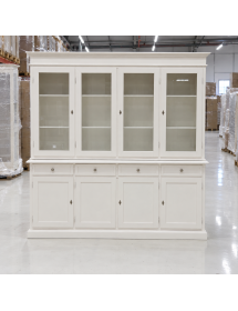 CRISTALLIERA CLASSICA 4 PORTE IN LEGNO SHABBY BIANCO 205X42X205 (1379)
