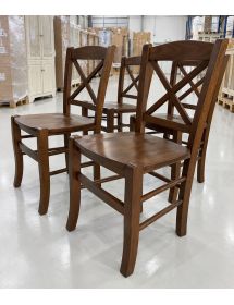 SET 2 SEDIE CROCE LEGNO TINTA NOCE SEDUTA LEGNO (760)
