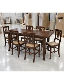 Tavolo allungabile con 6 sedie arte povera noce scuro 140x80