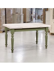 TAVOLO ALLUNGABILE IN LEGNO LACCATO BICOLORE FINITURA BIANCO VERDE ...