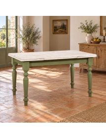 TAVOLO ALLUNGABILE IN LEGNO LACCATO BICOLORE FINITURA BIANCO VERDE ...