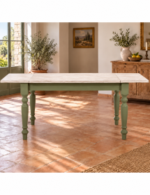 TAVOLO ALLUNGABILE IN LEGNO LACCATO BICOLORE FINITURA BIANCO VERDE ...