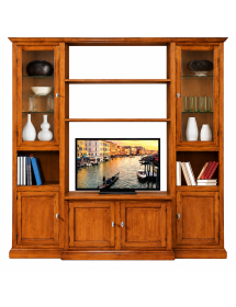 PARETE ATTREZZATA IN LEGNO ARTE POVERA NOCE 225X50X220 (582) vista frontale